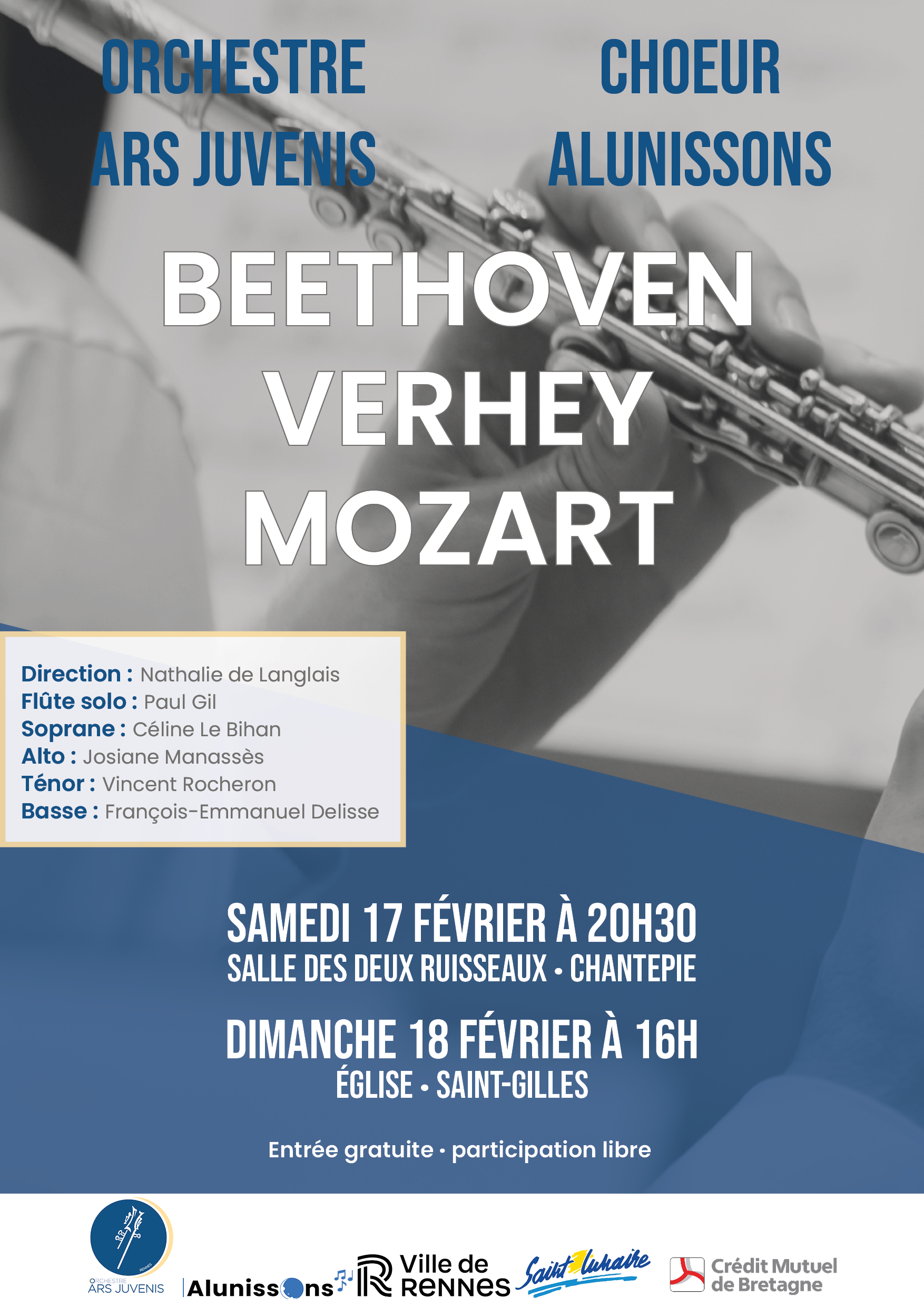 Affiche - Concerts de Chantepie et Saint-Gilles - Février 2024 - Orchestre symphonique Ars Juvenis