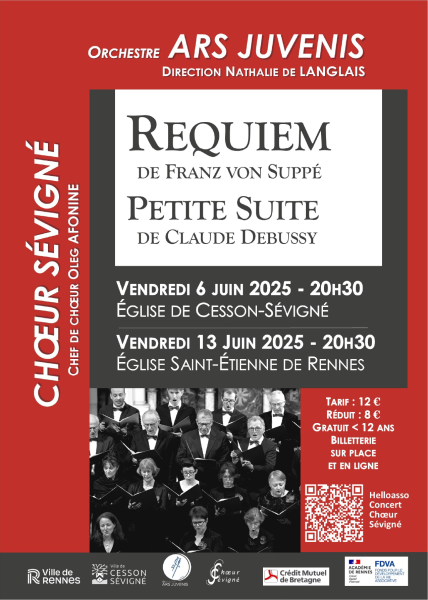 Affiche du concert présentant le Requiem de Suppé à Rennes en juin 2025 - Orchestre symphonique Ars Juvenis